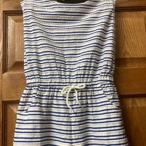 Janie and Jack Blue and white striped romper. Never worn